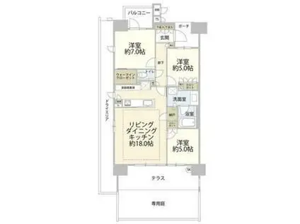 マストスクエア本山四谷通(3LDK/2階)の間取り写真