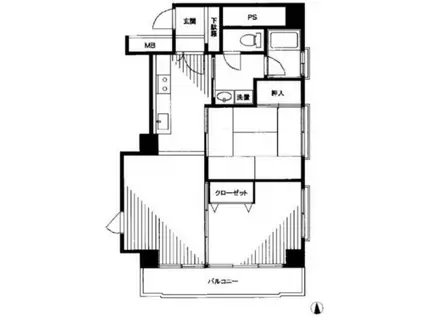 サンモール第2マンション(2LDK/8階)の間取り写真