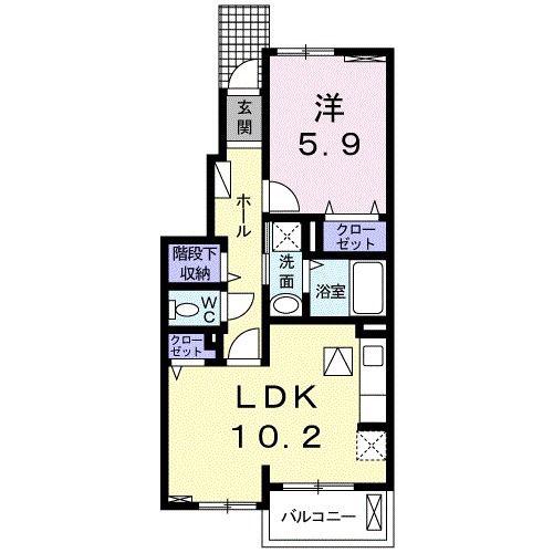 コルテーゼ II(1LDK/1階)の間取り写真