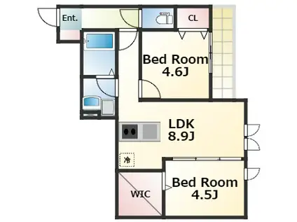 THREE ISLAND(2LDK/3階)の間取り写真