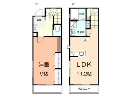 ウッドガーデン(1LDK/1階)の間取り写真