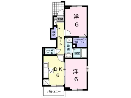 プロムナード S棟(2DK/1階)の間取り写真