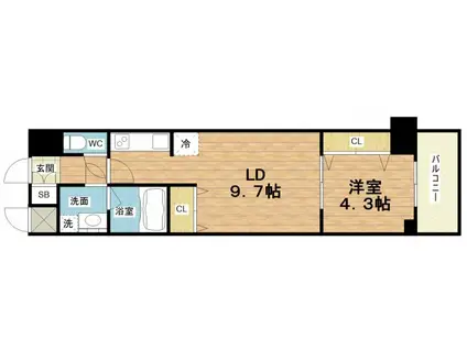 スプランディッド堀江(1LDK/5階)の間取り写真