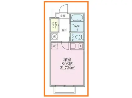 ティアラ(ワンルーム/2階)の間取り写真