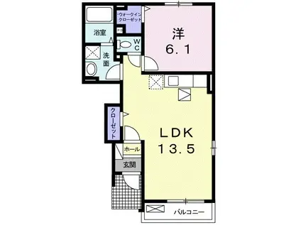 パルコートA(1LDK/1階)の間取り写真