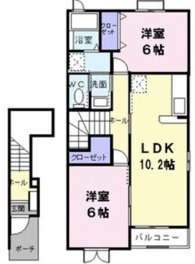 メゾン清里(2LDK/2階)の間取り写真