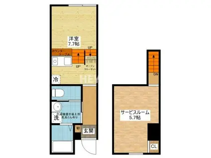 エルモーサ・キャトル(1SK/1階)の間取り写真