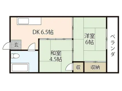 シャトー舟入(2DK/3階)の間取り写真