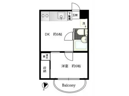シャガール(1DK/2階)の間取り写真