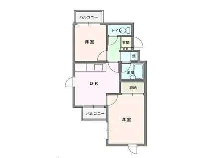 エスティーム(2DK/1階)の間取り写真
