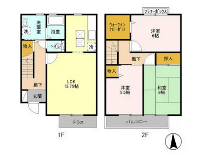 サンクレストA棟(3LDK/1階)の間取り写真