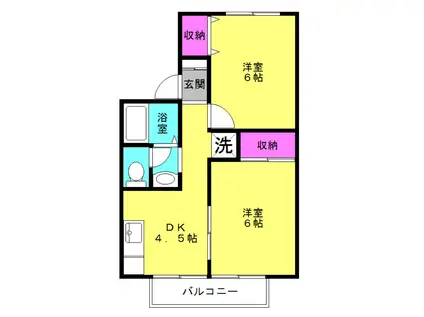 メゾンド尾上(2DK/1階)の間取り写真