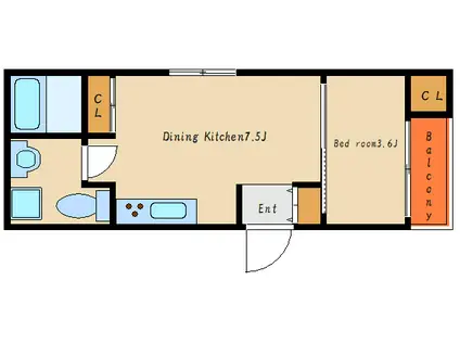 アルクグレイス(1DK/1階)の間取り写真