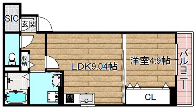 プレステージVI京口(1LDK/2階)の間取り写真