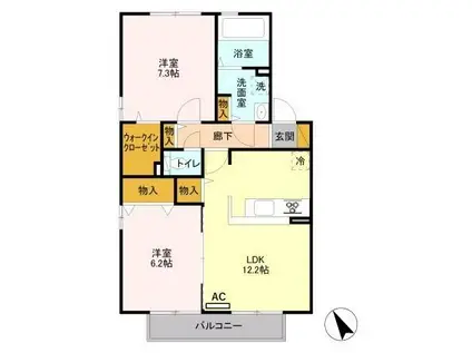 クレアシティさいたま(2LDK/2階)の間取り写真