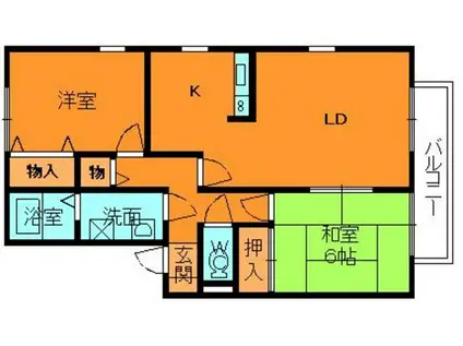 グリーンヴィレッジあい(2LDK/1階)の間取り写真