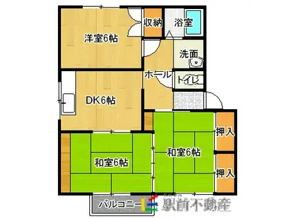 コーポフクトミC(3DK/2階)の間取り写真