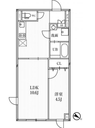 PASEO目黒(2DK/4階)の間取り写真
