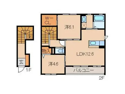 JR和歌山線 岩出駅 徒歩6分 2階建 築13年(2LDK/2階)の間取り写真