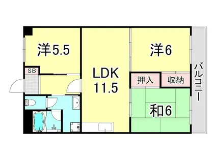 シティハイツ立花1(3LDK/2階)の間取り写真