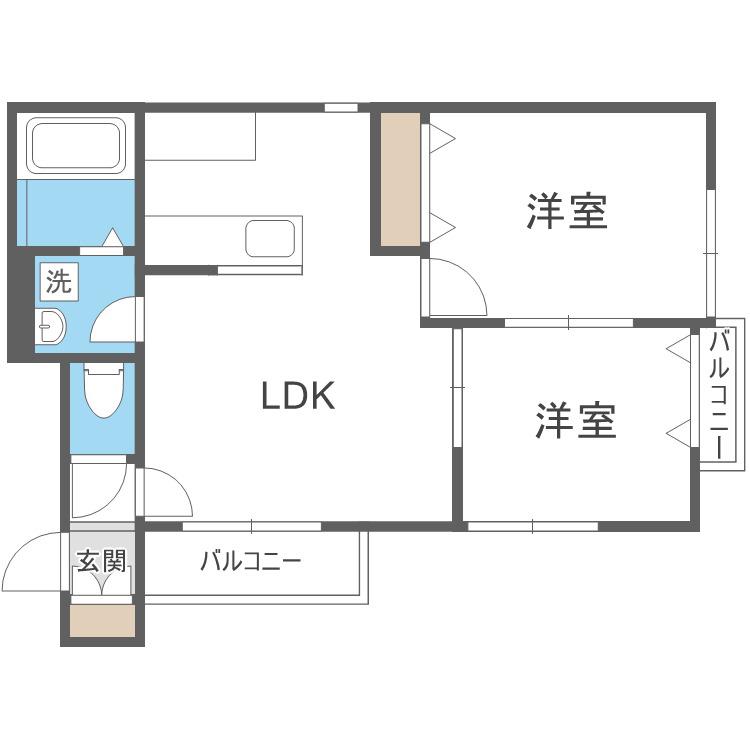 VILLA POPOLOI(2LDK/2階)の間取り写真