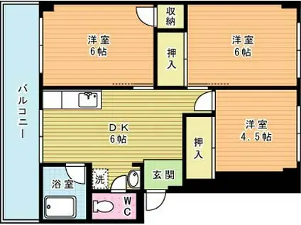 本梅ビル(3DK/1階)の間取り写真
