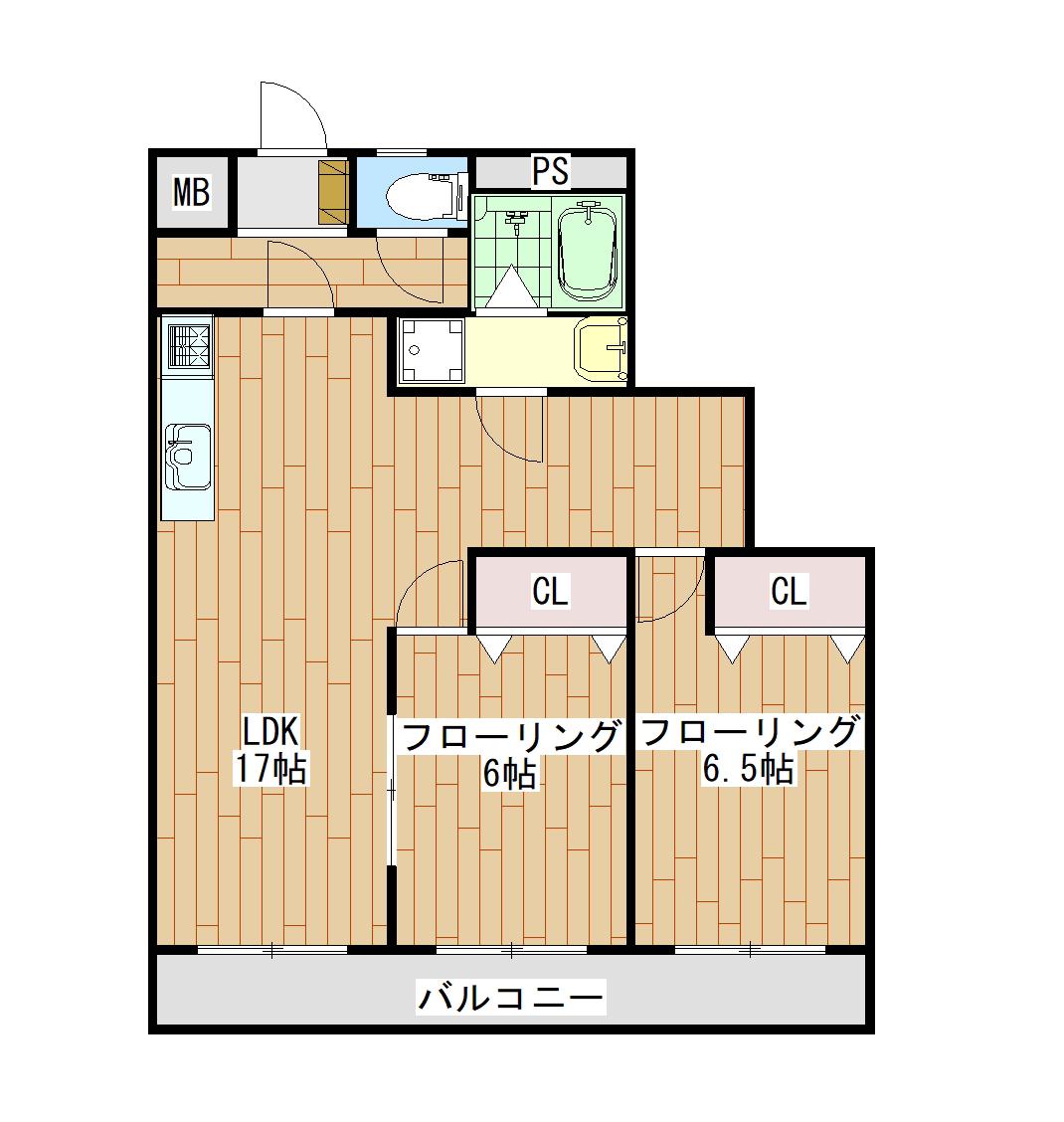 はまなすコーポ(2LDK/3階)の間取り写真