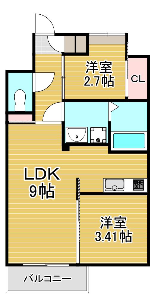 STUDIE TOBIHATA(2LDK/6階)の間取り写真