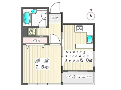 ヴィラ駒込(1LDK/2階)の間取り写真