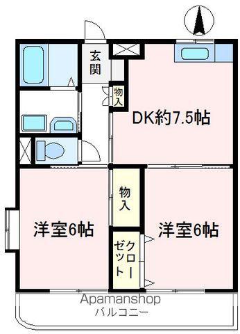 フラッツ上広瀬(2DK/2階)の間取り写真
