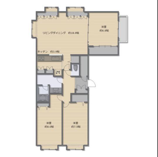 ベンデミア18(3LDK/3階)の間取り写真