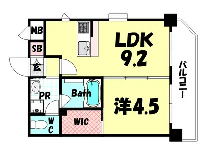 サンライト割塚(1LDK/10階)の間取り写真