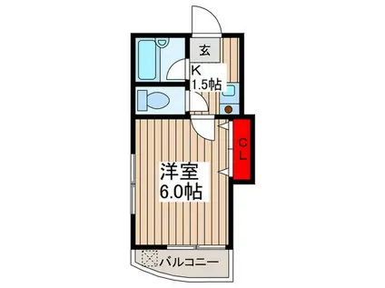 ル・ソレイユ(1K/1階)の間取り写真