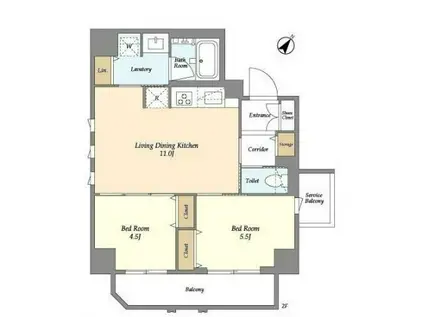 リテラス三ノ輪ウエスト(2LDK/3階)の間取り写真