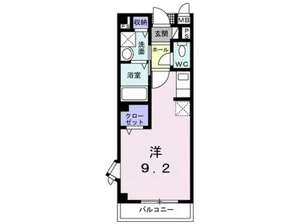 ルミエールV(ワンルーム/2階)の間取り写真