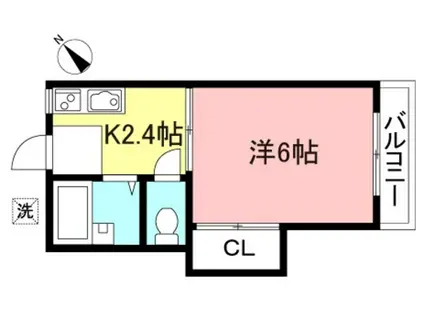 ハイツキーモーI(1K/2階)の間取り写真