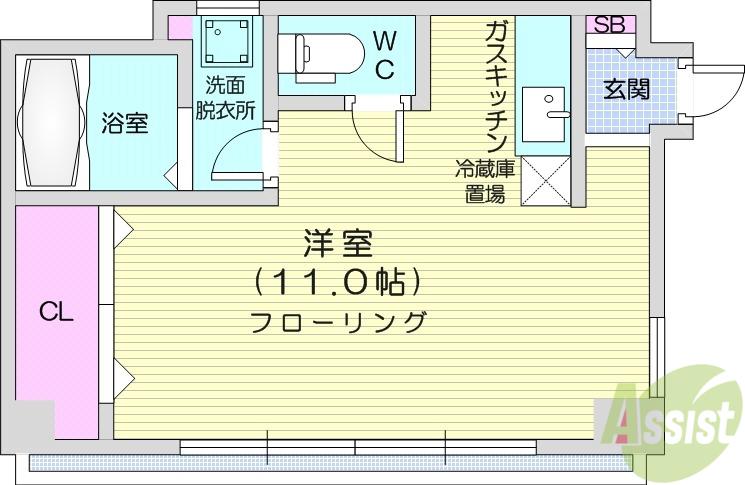 あかさかマンション(ワンルーム/4階)の間取り写真