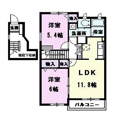 アンフィニ・フォレ(2LDK/2階)の間取り写真