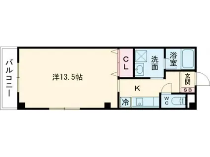 カネモヒルズ(1K/3階)の間取り写真