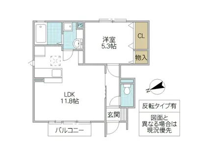 米沢ベース(1LDK/1階)の間取り写真