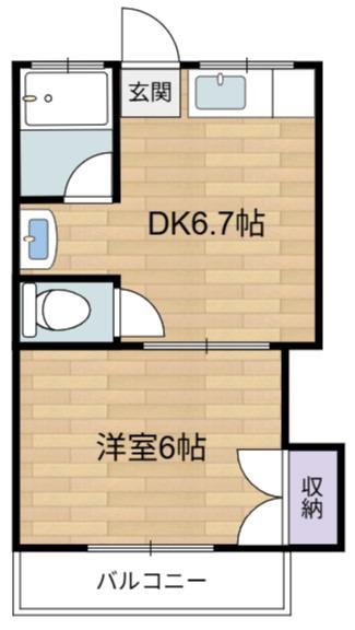 読売コーポ(1DK/2階)の間取り写真
