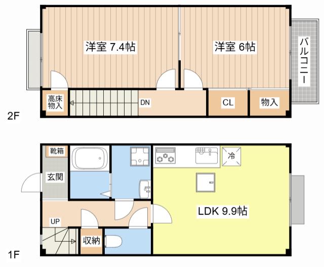BONHEUR 水郷(2LDK/1階)の間取り写真