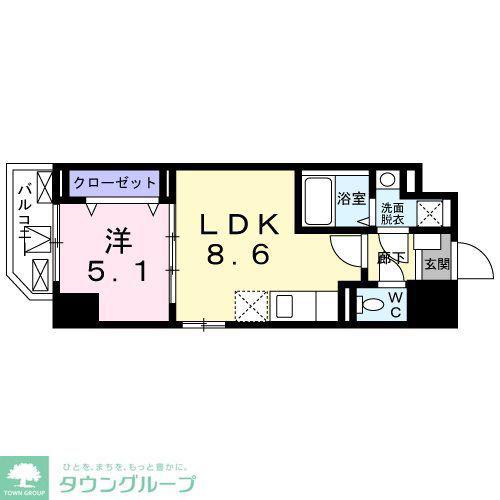 ヴィラ フェリシア 小台橋(1LDK/6階)の間取り写真