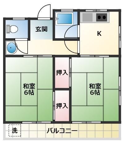 三共ビル(2K/3階)の間取り写真