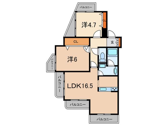 アリストコート芦屋(2LDK/3階)の間取り写真