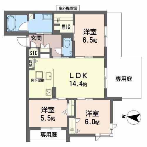 シャーメゾン ソレイユ・ロイヤル(3LDK/1階)の間取り写真