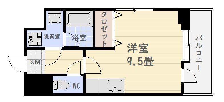 エミール上本町(ワンルーム/6階)の間取り写真