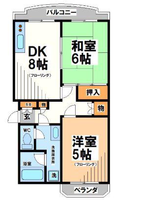 レジデンス八雲台(2LDK/1階)の間取り写真