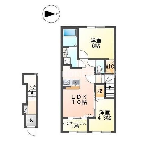 SERENATA SASAYAMA(2LDK/2階)の間取り写真