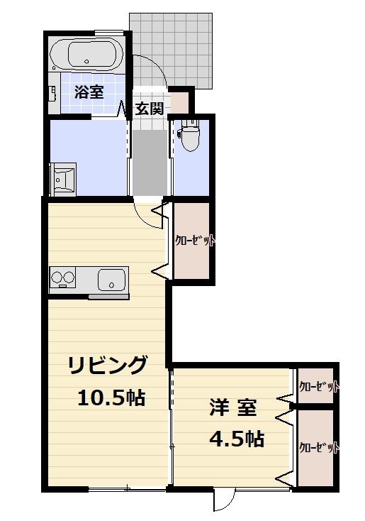 クオンタム筒井A(1LDK/1階)の間取り写真